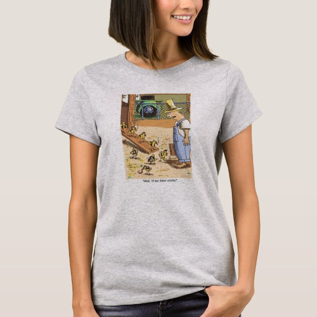 Biker Chickar Kvinnor grått T- shirt T (Framsida)