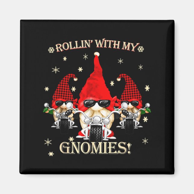 Biker Christmas Gnomes Biker Garden Christmas Gnom Magnet (Framsidan)