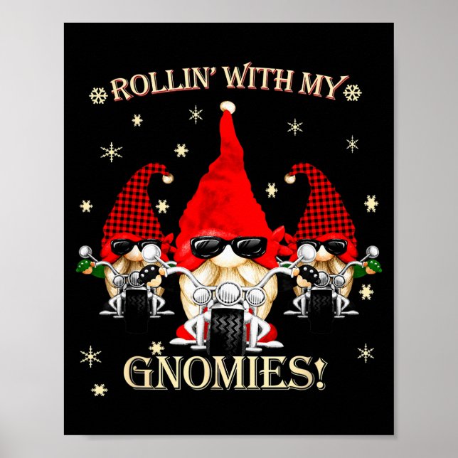 Biker Christmas Gnomes Biker Garden Christmas Gnom Poster (Framsidan)