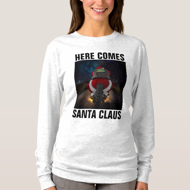 BIKER CHRISTMAS T-SHIRTS SANTA ON MOTORCYCLE (Framsida)