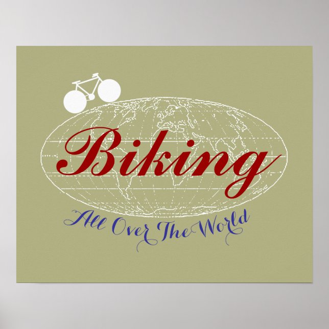 biker-cykling äventyr värld runt poster (Framsidan)