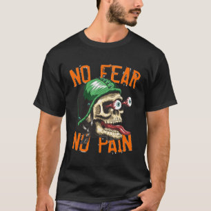 Biker Dödskalle Inget Rädsla Ingen Smärta Rolig T Shirt