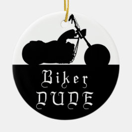 Biker DUDE Motorcycle Anpassningsbar Photo Ornamen Julgransprydnad Keramik