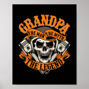 Biker Farfar Manar Myth Legend Fars dag Poster