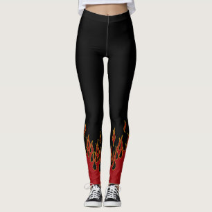 Biker flammar röd gult och svart leggings