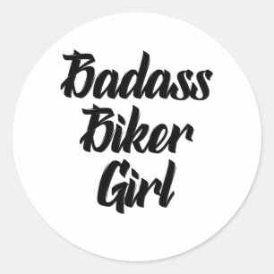 biker flicka runt klistermärke