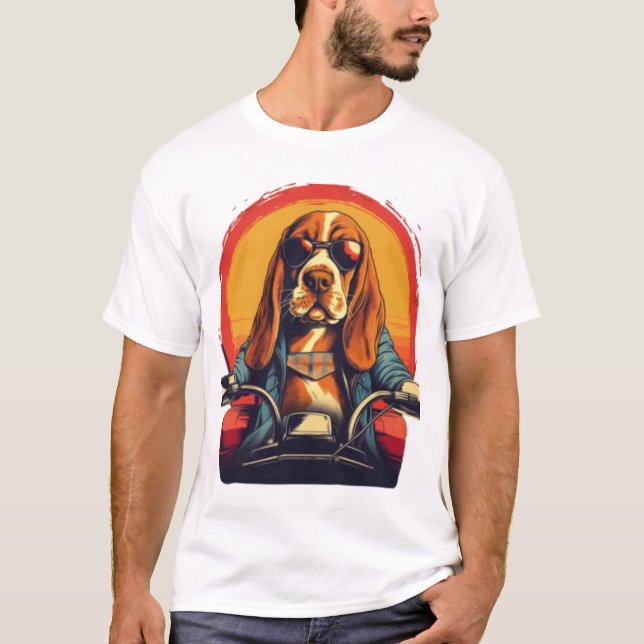 biker för coolans bundna tillgång i solnedgången t shirt (Framsida)