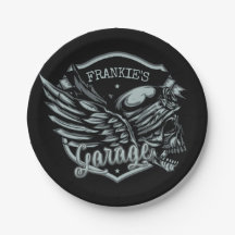 Biker för eget namn Skull Vingar Motorcycle Garage