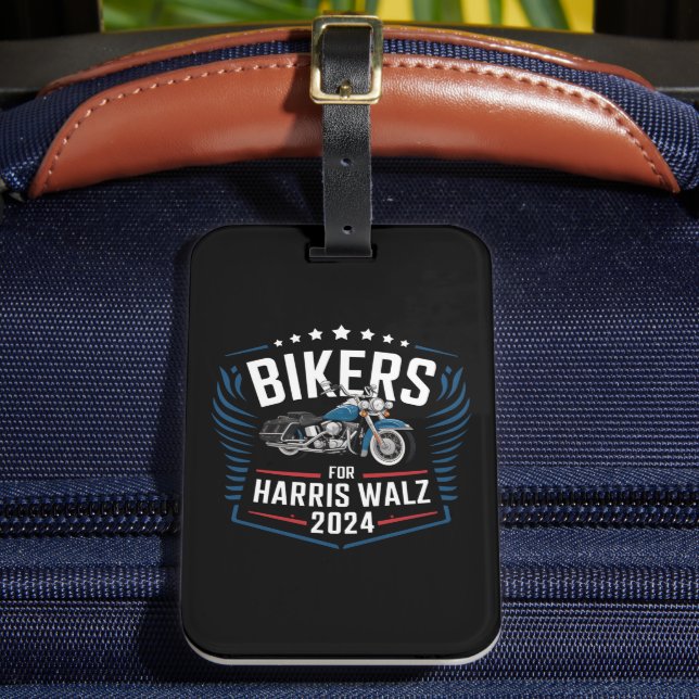 Biker för Harris Walz 2024 Harris Waltz 2024 Bagagebricka (Framsida Insitu 2)