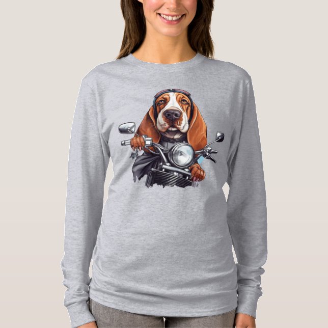 biker för hund av coola, hund med söt buffert t shirt (Framsida)
