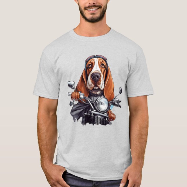 biker för hund av coola, hund med söt buffert t shirt (Framsida)