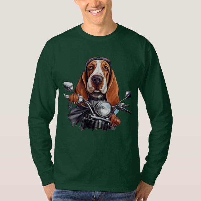biker för hund av coola, hund med söt buffert t shirt (Framsida)