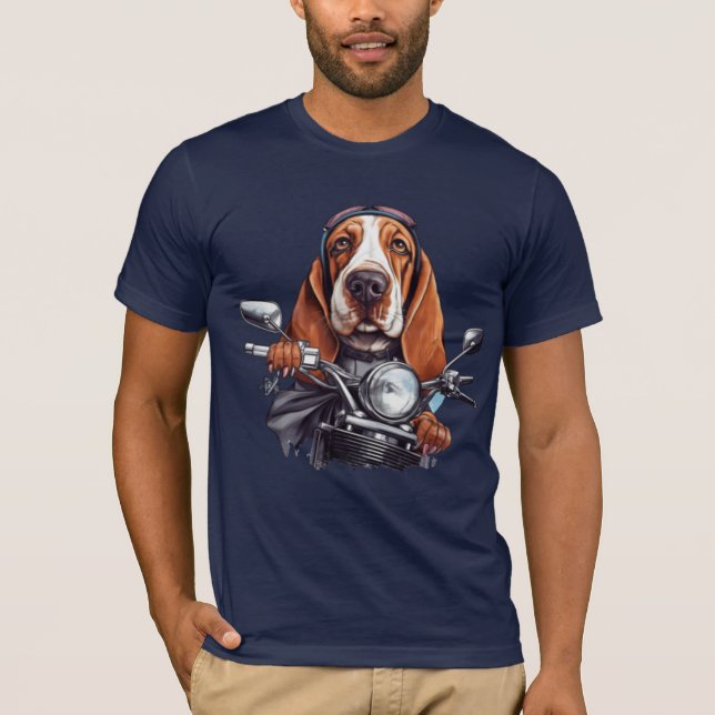 biker för hund av coola, hund med söt buffert t shirt (Framsida)