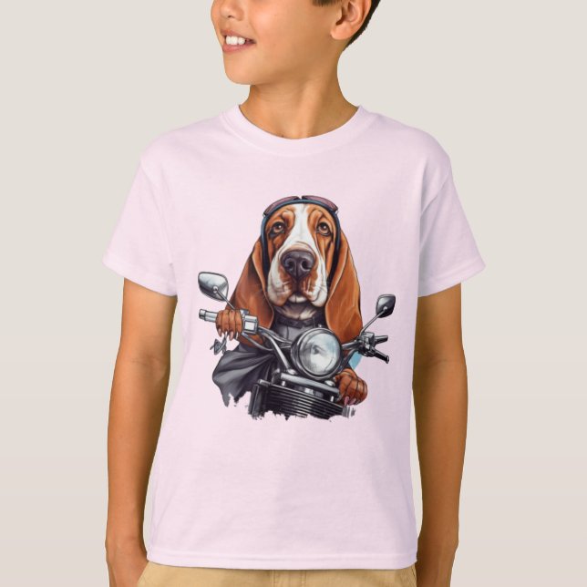 biker för hund av coola, hund med söt buffert t shirt (Framsida)