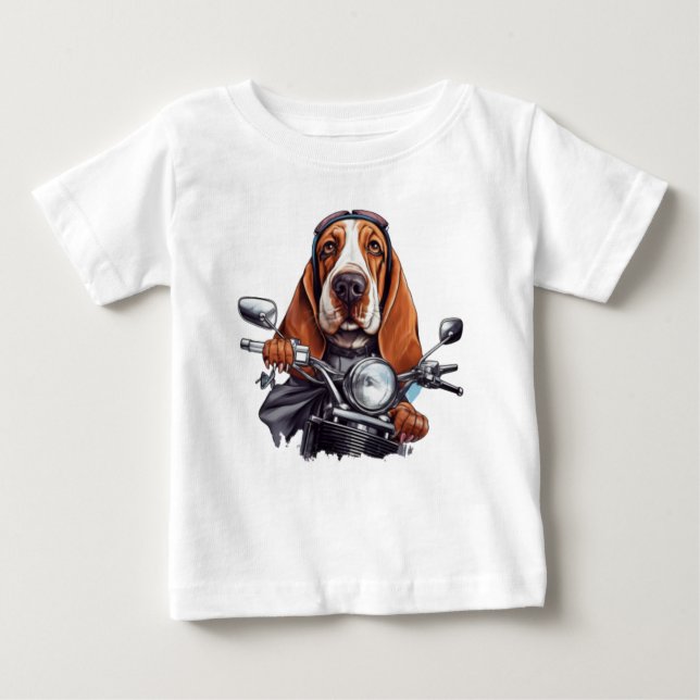 biker för hund av coola, hund med söt buffert t shirt (Framsida)