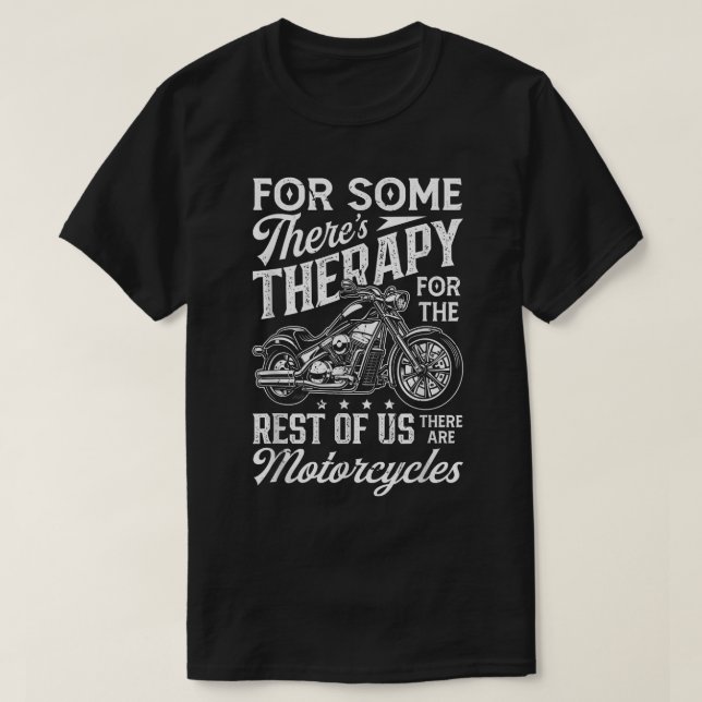 Biker för många motorcyklar Det finns terapi V T Shirt (Design framsida)