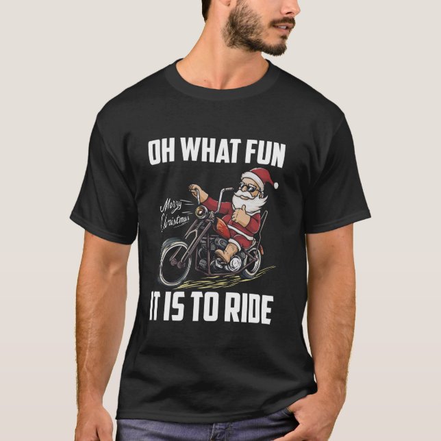 Biker för motorcykel i jultomten, jul i  t shirt (Framsida)