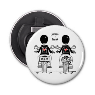 Biker för motorcykelbröllop i två grader flasköppnare