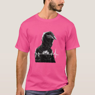 Biker för motorcykelns pulsslag ECG-linjefrekvensm T Shirt