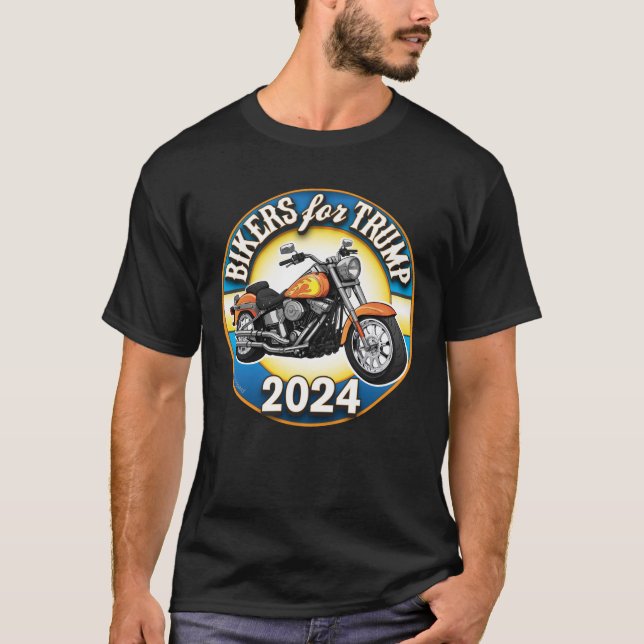 Biker för Trump 2024 - patriotisk cykling T Shirt (Framsida)