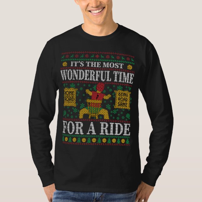 BIKER FUNNY CHRISTMAS OGLY SWEATER  T SHIRT (Framsida)