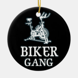 Biker Gang Funny Spin Sayed Gym Workout Spinning Julgransprydnad Keramik