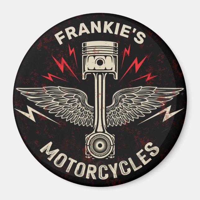 Biker Garage för Vingar-motorcykelspiston Magnet (Framsidan)