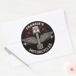 Biker Garage för Vingar-motorcykelspiston Runt Klistermärke