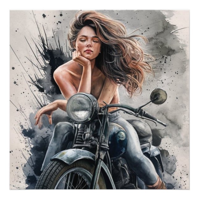 Biker Girl Fototryck (Framsidan)