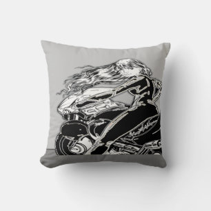 Biker Girl Pillow Kudde