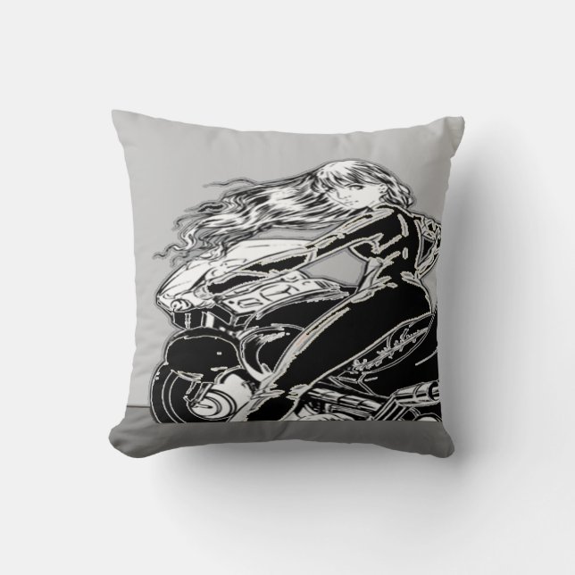 Biker Girl Pillow Kudde (Framsida)