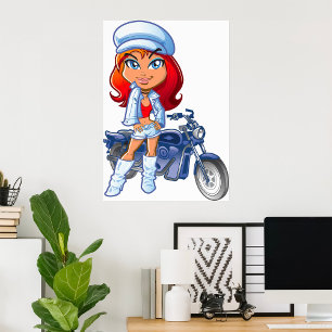 Biker Girl Poster