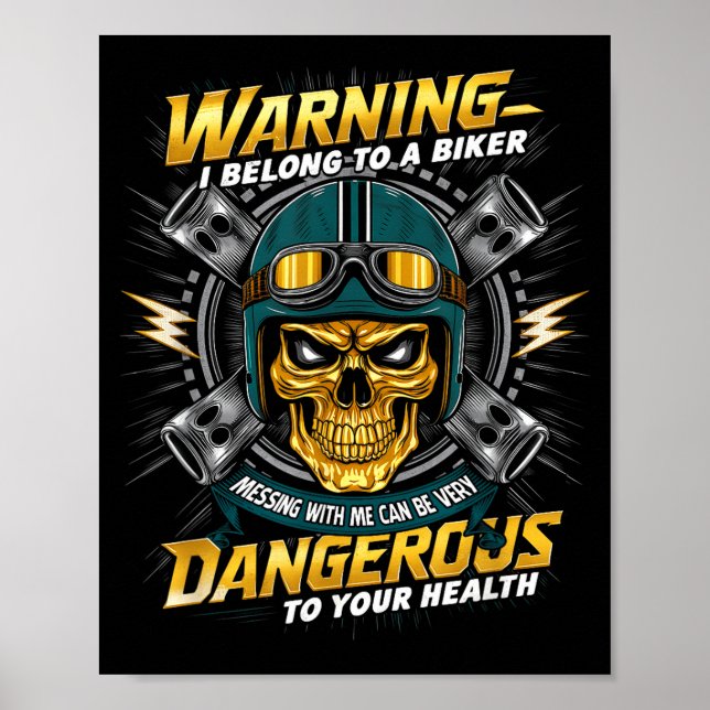 Biker Girlfriend Wife I Belong To A Biker Valentin Poster (Framsidan)