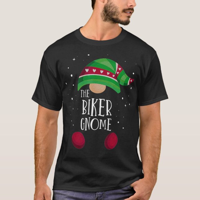 Biker Gnome Matching Christmas PJs Family Pajamas  T Shirt (Framsida)