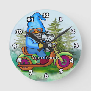 Biker gnome rund klocka
