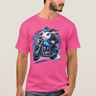 Biker Goat Riding Motorcykel T Shirt