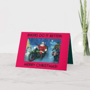 Biker gör det bättre med julkort.Santa på Harley Helgkort