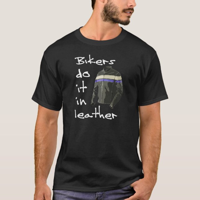 Biker gör det i läder 2 t shirt (Framsida)