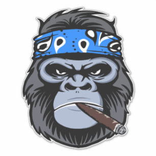 Biker gorilla ape Rökning av cigarrkonst Klistermärken