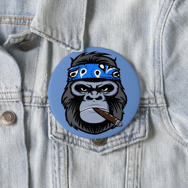 Biker gorilla ape Rökning av cigarrkonst Knapp (In Situ)