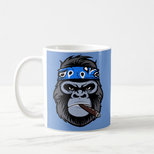 Biker Gorilla Rökning av cigarrkonst Kaffemugg (Vänster)