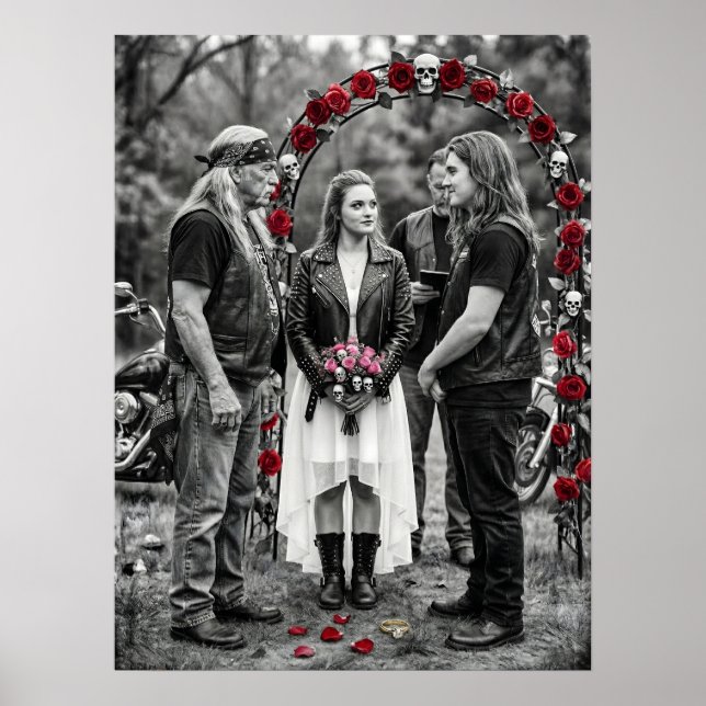 Biker Gothic Wedding Skull Rose Arch Selective  Poster (Framsidan)