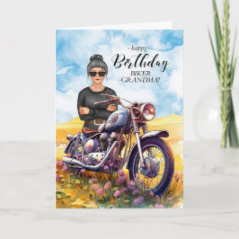 Biker Grandma Motorcle Wildblomdag Birthday Kort