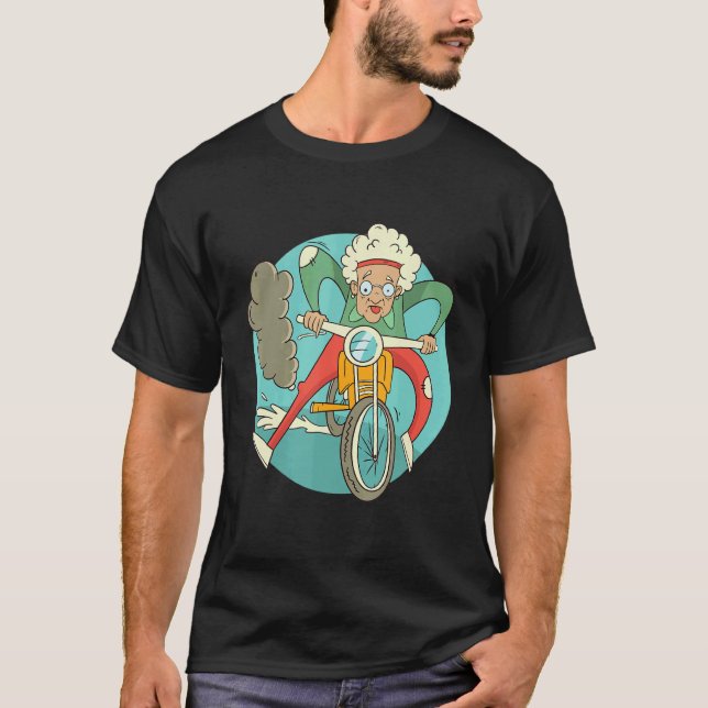 Biker Grandmother   T Shirt (Framsida)