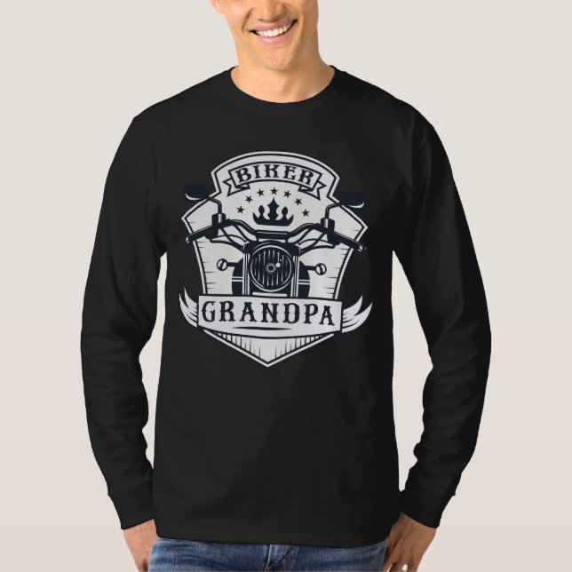 Biker Grandpa Badge Motorcycle Rider Tee (Framsida)