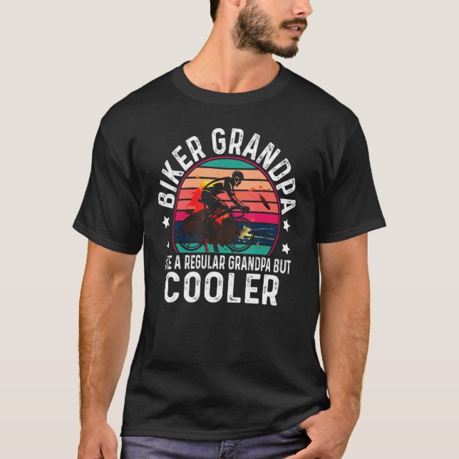Biker Grandpa Like A Regular Grandpa Cyclist Ridin T Shirt (Framsida)
