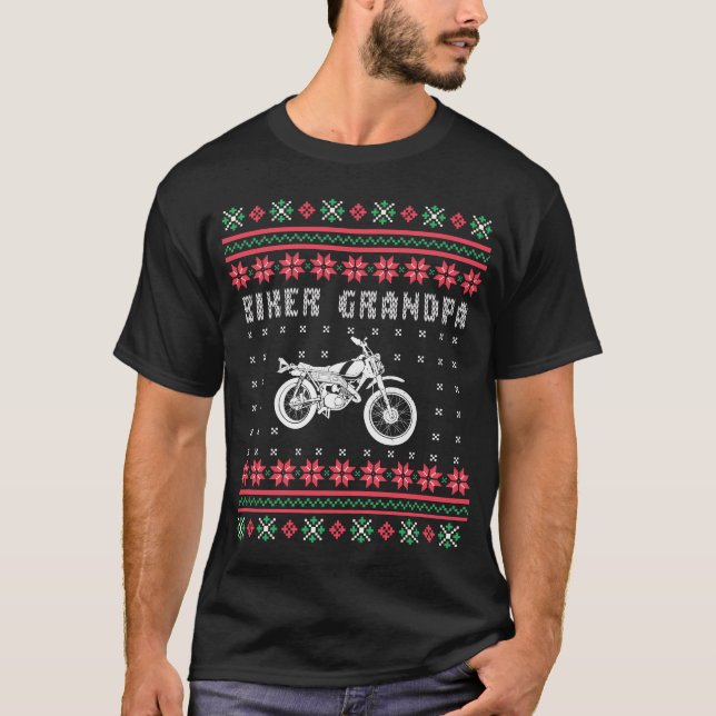 Biker Grandpa Motorcle Ugly jul Sweater T Shirt (Framsida)