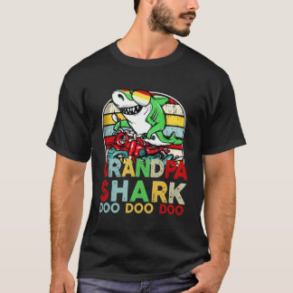 Biker Grandpa Shark Doo Doo Vintage Gift T Shirt