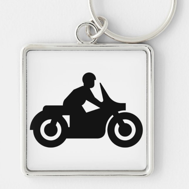 BIKER-GUY FYRKANTIG SILVERFÄRGAD NYCKELRING (Framsidan)