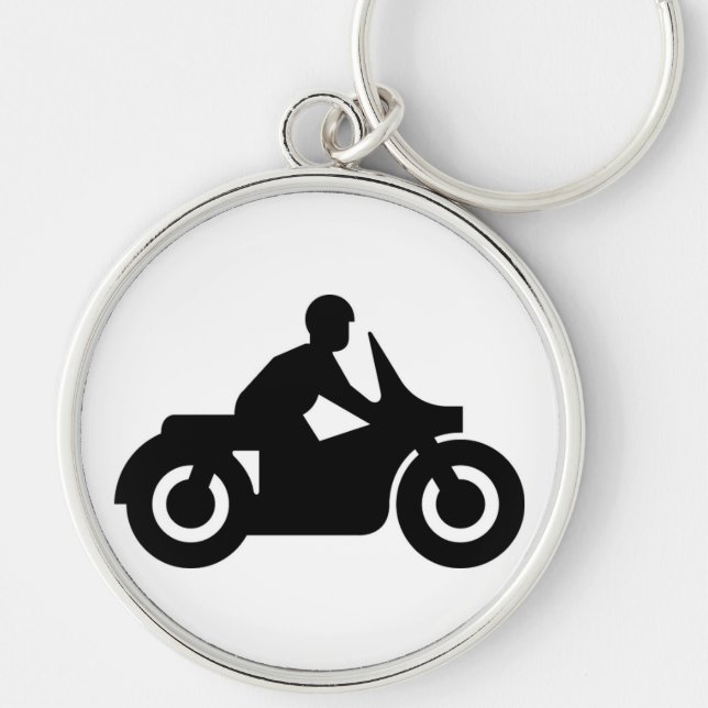 BIKER-GUY RUND SILVERFÄRGAD NYCKELRING (Framsidan)